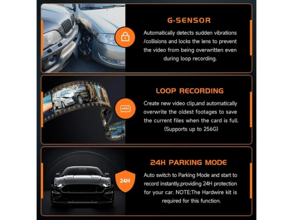 Front Dash Camera with WiFi, APP, WDR Night Vision, 24/7 Parking Monitor and 160° Wide Angle — Dash Cam, VEEMENT
