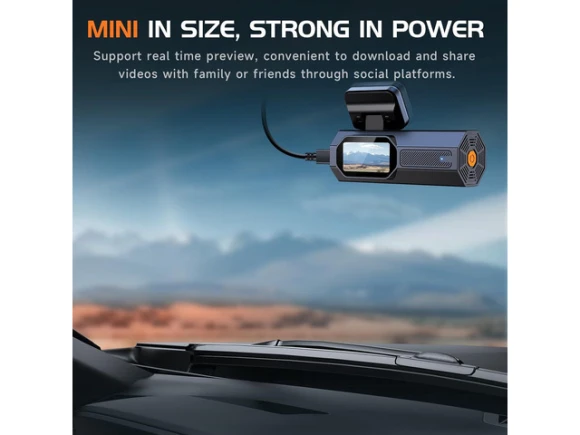 Front Dash Camera with WiFi, APP, WDR Night Vision, 24/7 Parking Monitor and 160° Wide Angle — Dash Cam, VEEMENT