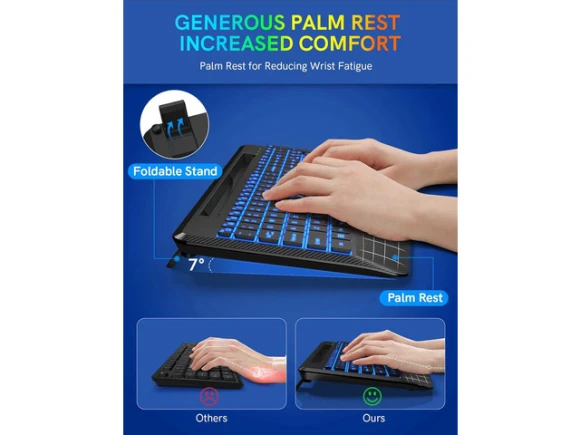 Wireless Computer Keyboard, Black — Bluetooth Keyboard, SUNIVISION