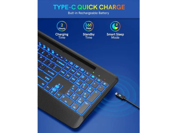 Wireless Computer Keyboard, Black — Bluetooth Keyboard, SUNIVISION