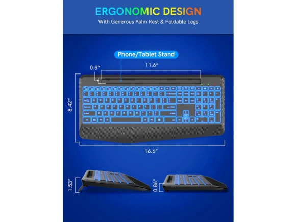 Wireless Computer Keyboard, Black — Bluetooth Keyboard, SUNIVISION