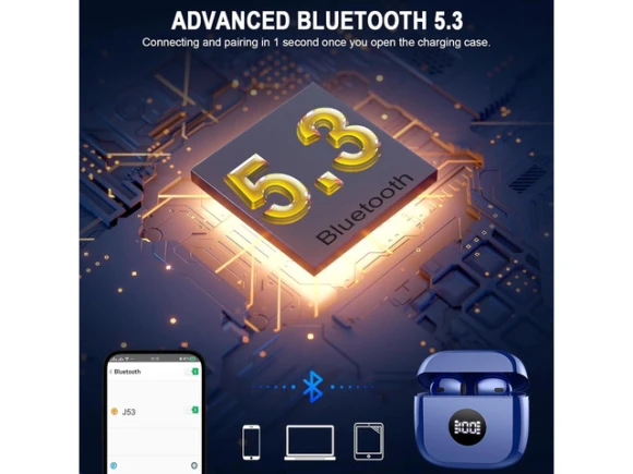 Blue Wireless Earbuds — Wireless Earbuds, KEHIPI