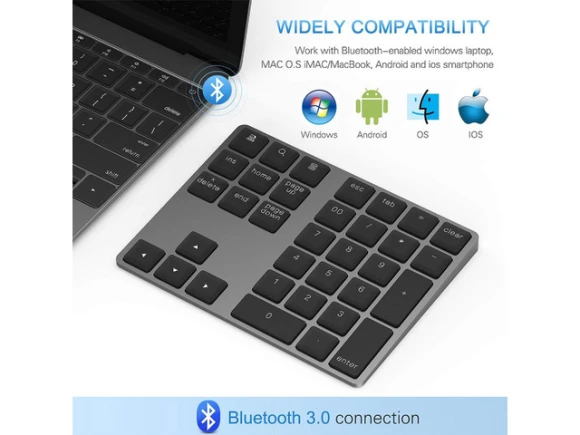 Wireless Numeric Keypad — Bluetooth Keyboard, KEHIPI