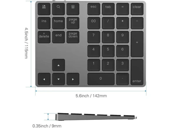 Wireless Numeric Keypad — Bluetooth Keyboard, KEHIPI