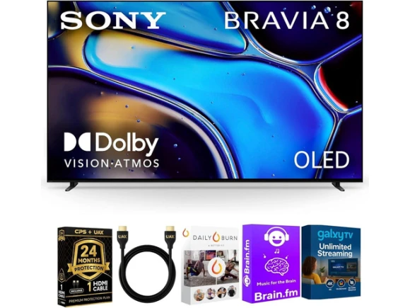 55-Inch OLED Television with HDMI Cable and Streaming Bundle — Smart TV, Sony