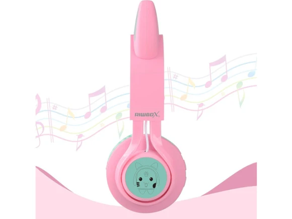 Cat-Ear Over-Ear Bluetooth Headphones with LED Lights — Wireless Earbuds, Riwbox