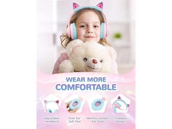 Pink Headphones — Wireless Earbuds, iClever