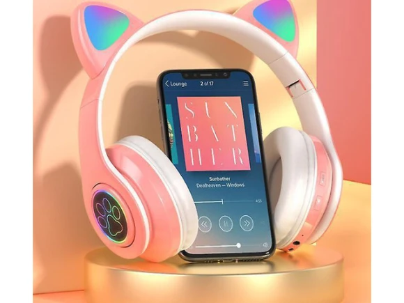 White Cat-Ear Headphones — Wireless Earbuds, Gemdeck