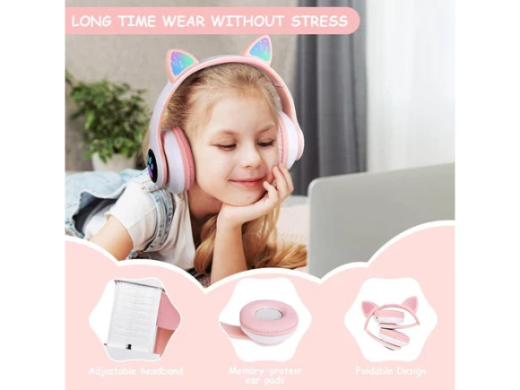 Wireless Bluetooth Headphones with Luminous Cat Ears — Wireless Earbuds, Gemdeck