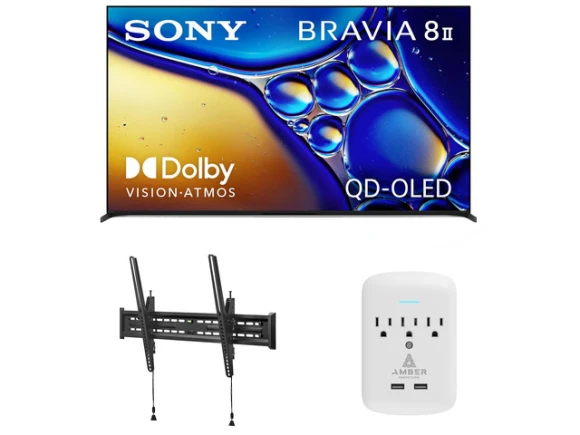 55-Inch OLED Television Bundle with Tilt Mount and Surge Protector — Smart TV, Sony