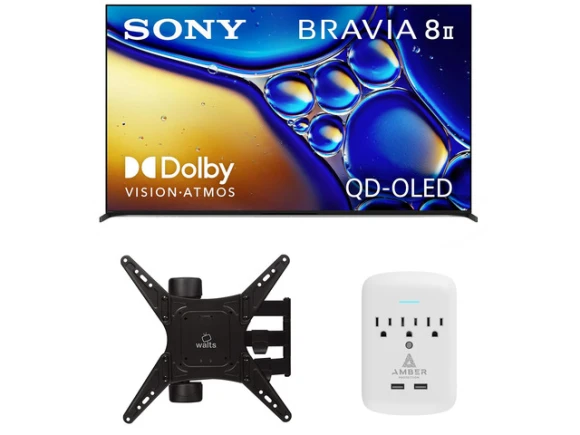 55-Inch OLED TV Bundle with Full-Motion Mount and Surge Protector — Smart TV, Sony