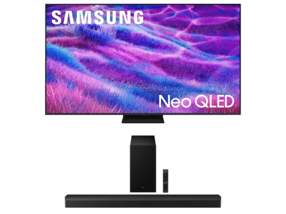 75-inch Neo QLED 4K Smart TV and 5.1-channel soundbar bundle — Smart TV, Samsung