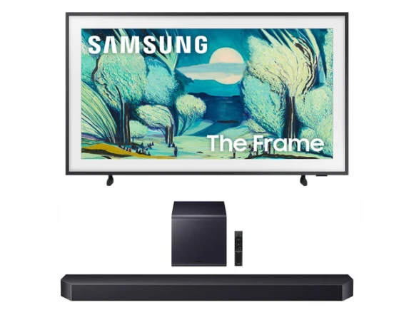 The Frame 50-inch QLED TV and Soundbar Bundle — Smart TV, Samsung