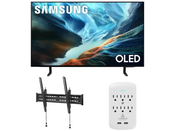 42-inch OLED TV with tilt mount and surge protector — Smart TV, Samsung