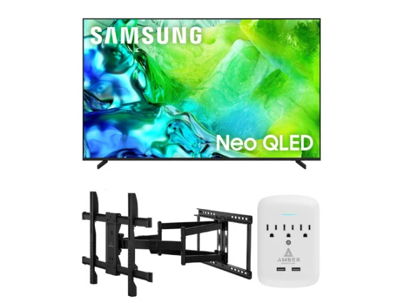 75-inch Neo QLED Smart TV with XL-FULL-MOTION-MOUNT and 3-OUTLET-SURGE — Smart TV, Samsung