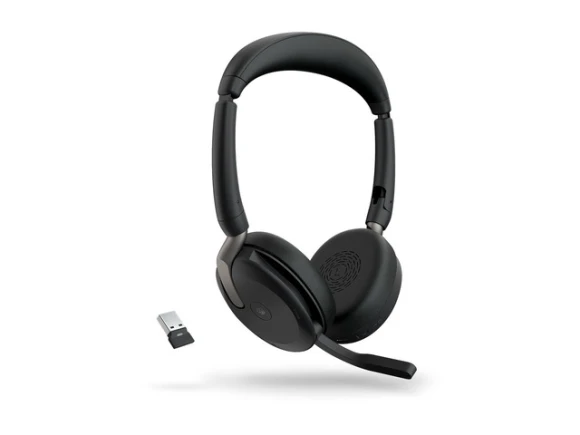 Evolve2 65 Flex MS Black Stereo Wireless Headset — Wireless Earbuds, Jabra