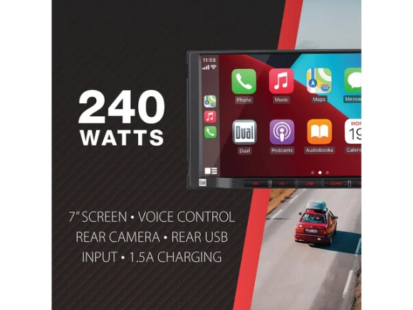7-inch Car Stereo with Apple CarPlay and Android Auto — Car Infotainment System, Dual Electronics
