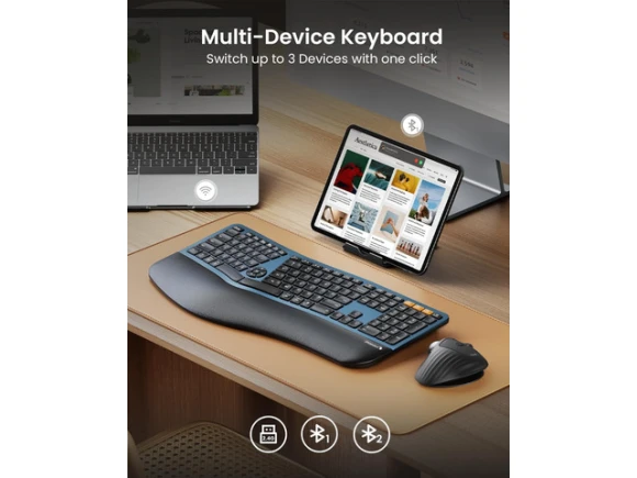 Full-Size Ergonomic Split Keyboard — Bluetooth Keyboard, ProtoArc