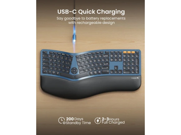 Full-Size Ergonomic Split Keyboard — Bluetooth Keyboard, ProtoArc