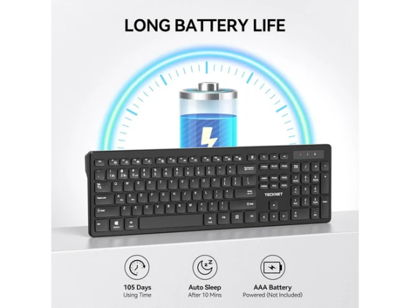 Full-Size Wireless Keyboard — Bluetooth Keyboard, TECKNET