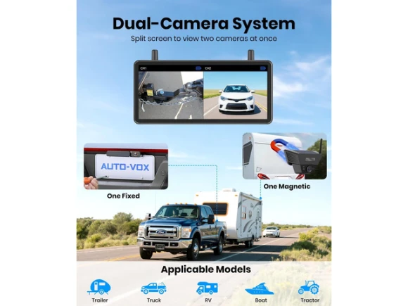 Solar wireless backup camera system — Backup Camera, AUTO-VOX