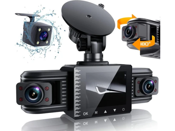 3-Channel Dash Camera, 1080P — Dash Cam, IIWEY