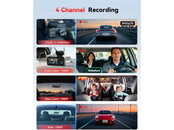 4-Channel Dash Cam with Free 128GB Card — Dash Cam, REDTIGER