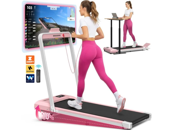 Foldable Treadmill with Incline, Handlebar, Wide Belt and LED Display — Connected Equipment, WELLFIT