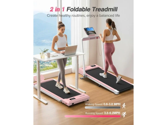 Foldable Treadmill with Incline, Handlebar, Wide Belt and LED Display — Connected Equipment, WELLFIT