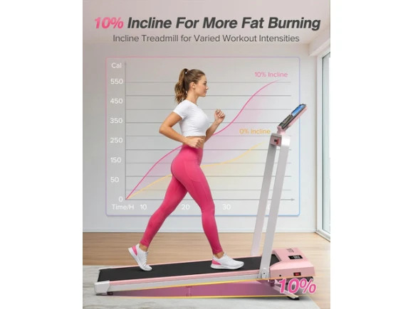 Foldable Treadmill with Incline, Handlebar, Wide Belt and LED Display — Connected Equipment, WELLFIT