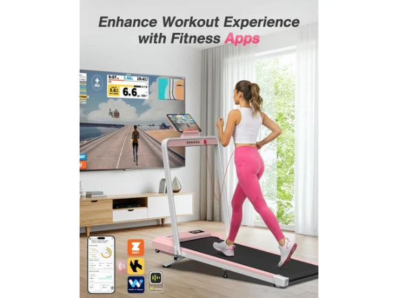 Foldable Treadmill with Incline, Handlebar, Wide Belt and LED Display — Connected Equipment, WELLFIT