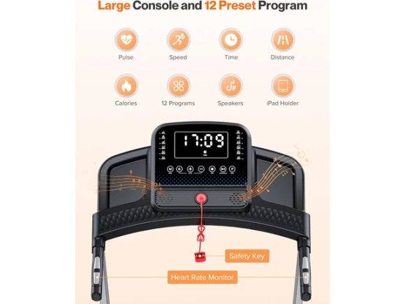 Foldable Treadmill with Incline — Connected Equipment, TUKO