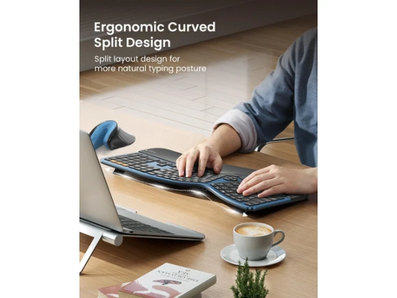 Full-size Blue Wireless Keyboard — Bluetooth Keyboard, ProtoArc