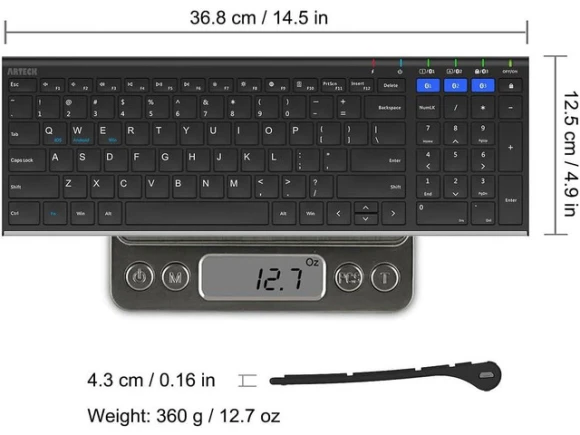 Full-Size Bluetooth Keyboard — Bluetooth Keyboard, Arteck