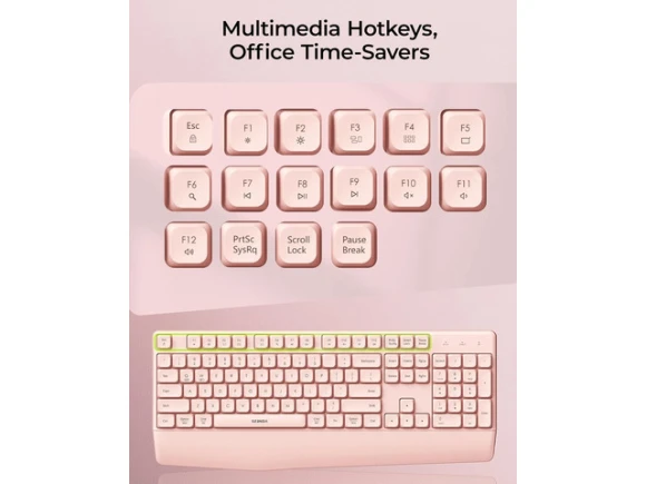 Full-Size Wireless Keyboard, Pink — Bluetooth Keyboard, SeenDa