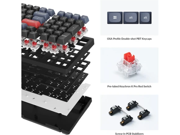 Mechanical Keyboard with Hot-Swappable K Pro Red Switches — Bluetooth Keyboard, Keychron