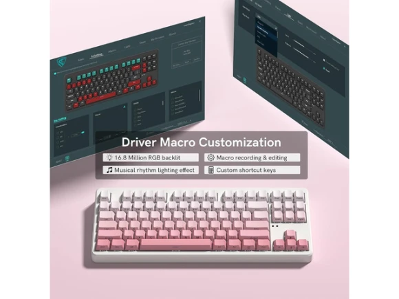 Wireless Mechanical Keyboard, Gradient Pink — Bluetooth Keyboard, TUKO