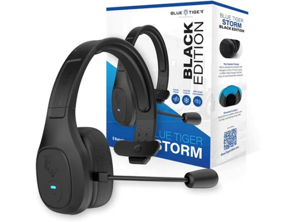 Wireless Trucker Bluetooth Headset with Microphone — Wireless Earbuds, Blue Tiger
