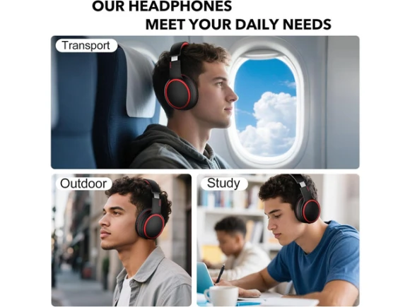 Bluetooth over-ear headphones, Black — Wireless Earbuds, KUKA