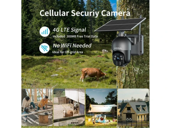 Outdoor 4G LTE Solar Security Camera — Security Camera, Xega