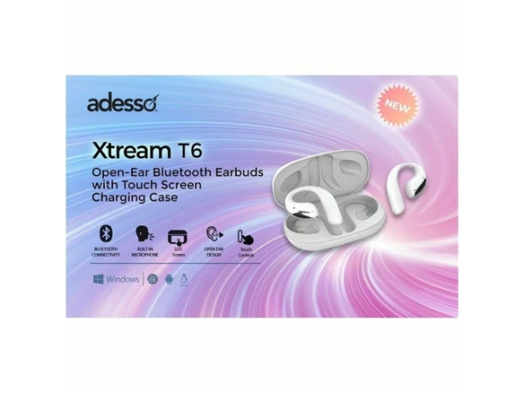 Open-Ear Earbuds with Touch-Screen Charging Case — Wireless Earbuds, ADESSO