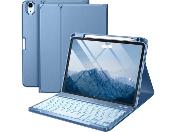Blue Keyboard Case for iPad Air — Bluetooth Keyboard, FANTEC