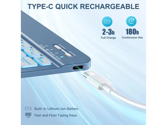 Blue Keyboard Case for iPad Air — Bluetooth Keyboard, FANTEC