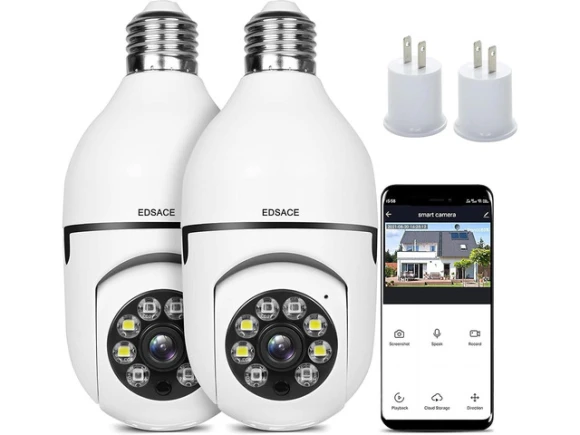 Light Bulb Camera, 2-Pack — Security Camera, WOOJONG