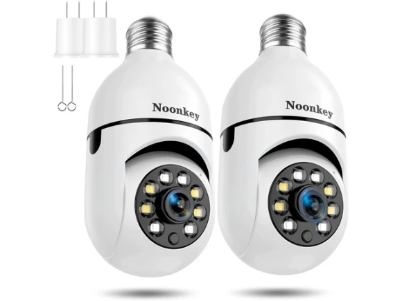 Light Bulb Security Camera, 2 Pack, 2K/3MP — Security Camera, WOOJONG