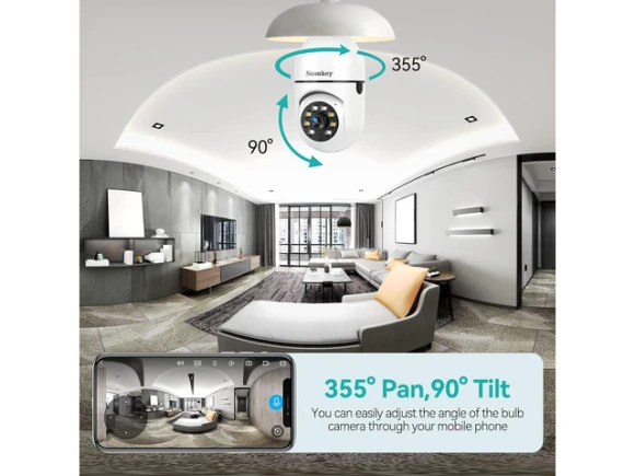 Light Bulb Security Camera, 2 Pack, 2K/3MP — Security Camera, WOOJONG