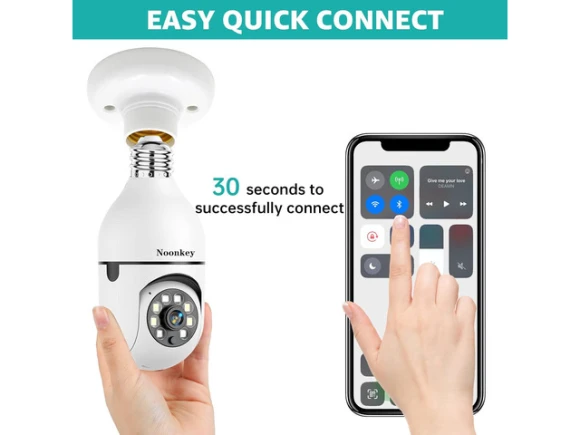 Light Bulb Security Camera, 2 Pack, 2K/3MP — Security Camera, WOOJONG