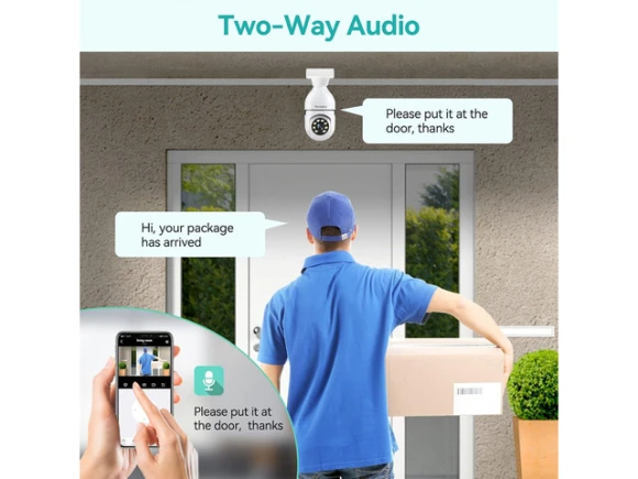Light Bulb Security Camera, 2 Pack, 2K/3MP — Security Camera, WOOJONG