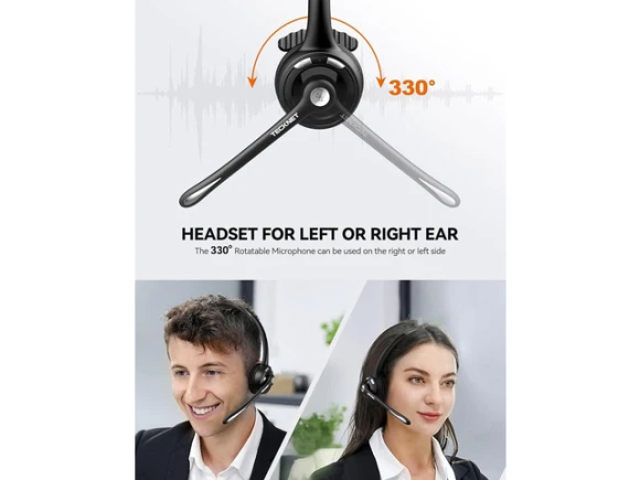 On-Ear Bluetooth Headset — Wireless Earbuds, TECKNET