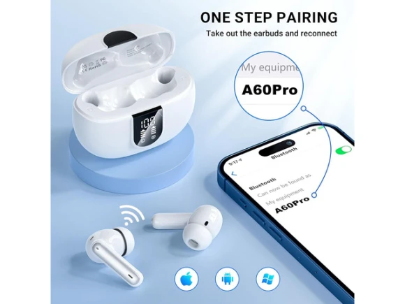 White Wireless Earbuds — Wireless Earbuds, TUKO
